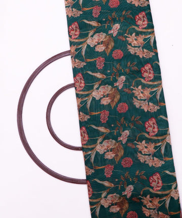 dark green maroon floral print chanderi fabric